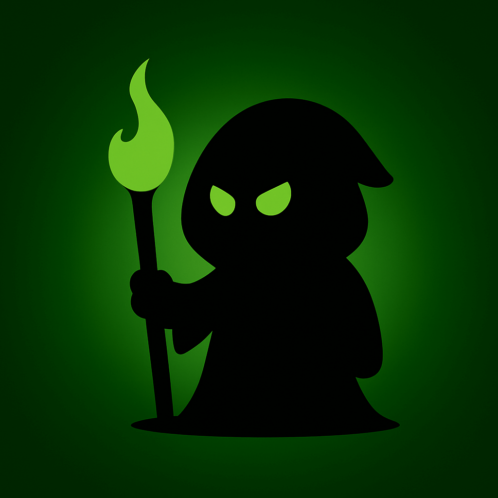 Wick holding his glowing green staff